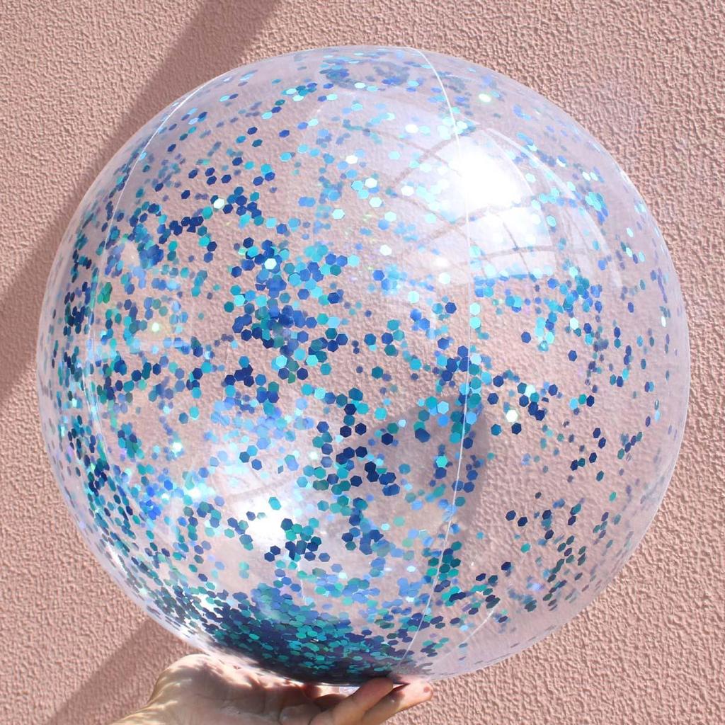 Transparent Glitter Sequin Inflatable Beach Ball - Cross-Border Advertising Balloon