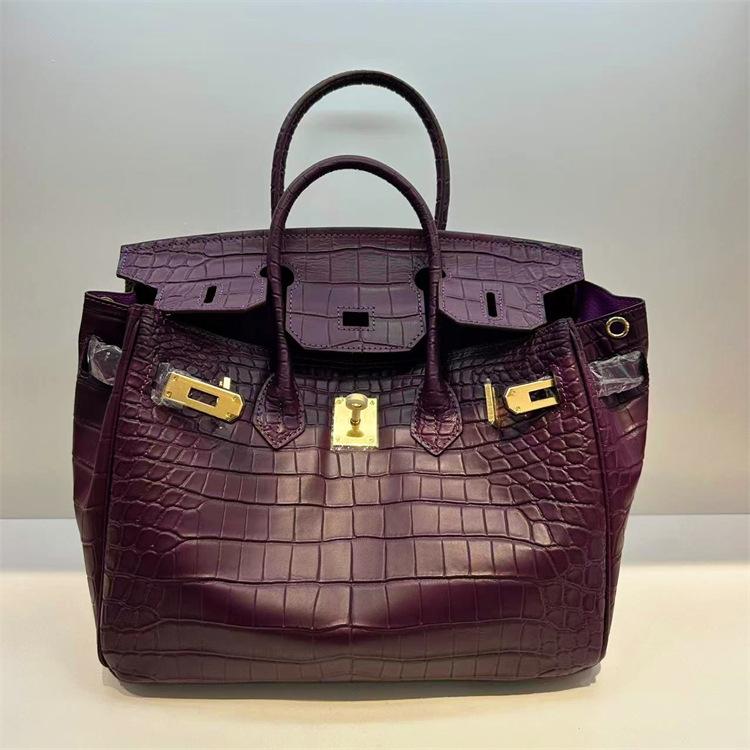 Pelle bovina primo strato motivo alligatore opaca portatile a spalla a tracolla borsa da donna premium transfrontaliera