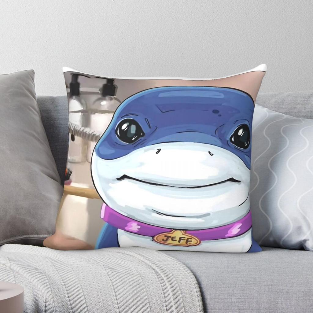Jeff The Land Shark Square Pillowcase Polyester Linen Velvet Pattern Zip Decor Throw Pillow Case Car Cushion Cover x