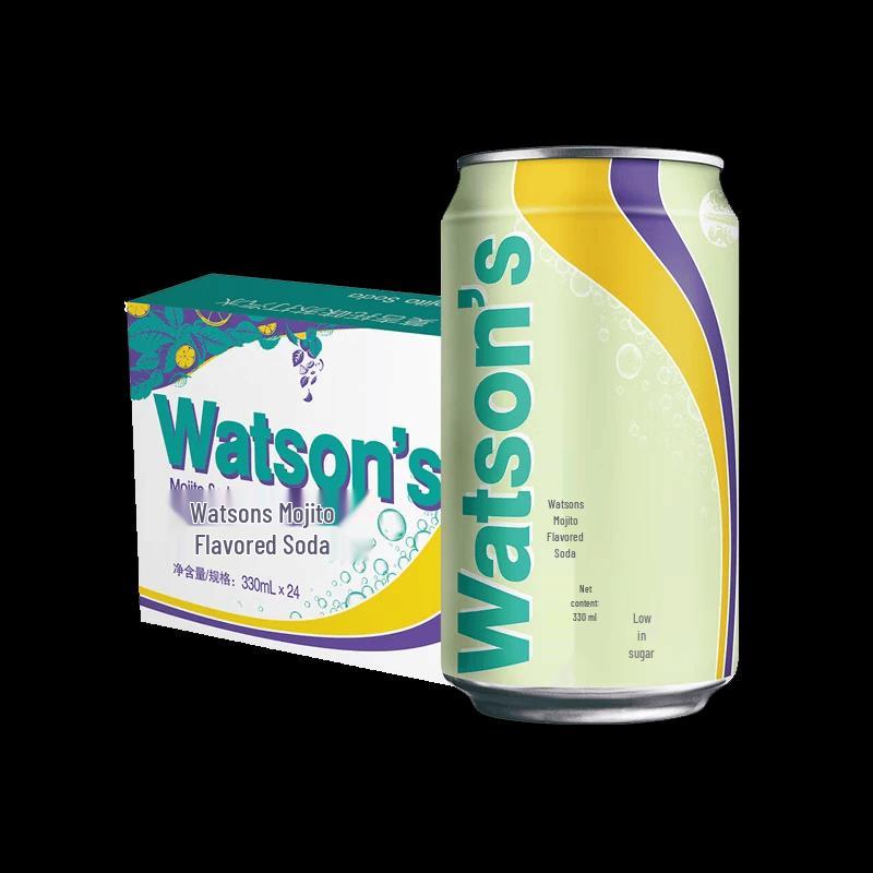 Watsons Low Sugar Mojito Flavor Soda Water, 24-Can Pack