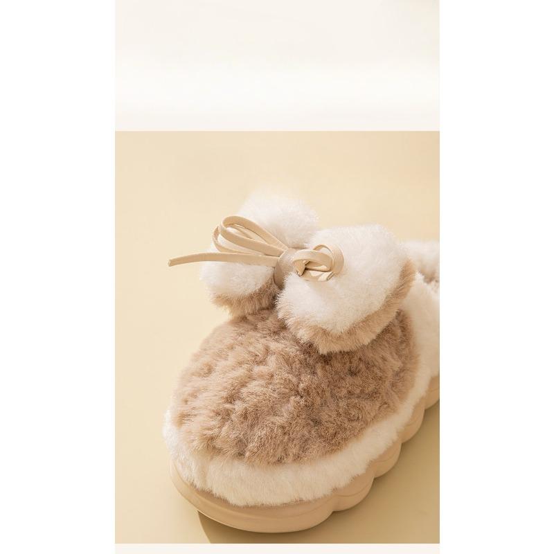 Dicksohlige Schuhe für Indoor-Wärme, Fleece Leichte Baumwollpantoffeln, Damenschuhe