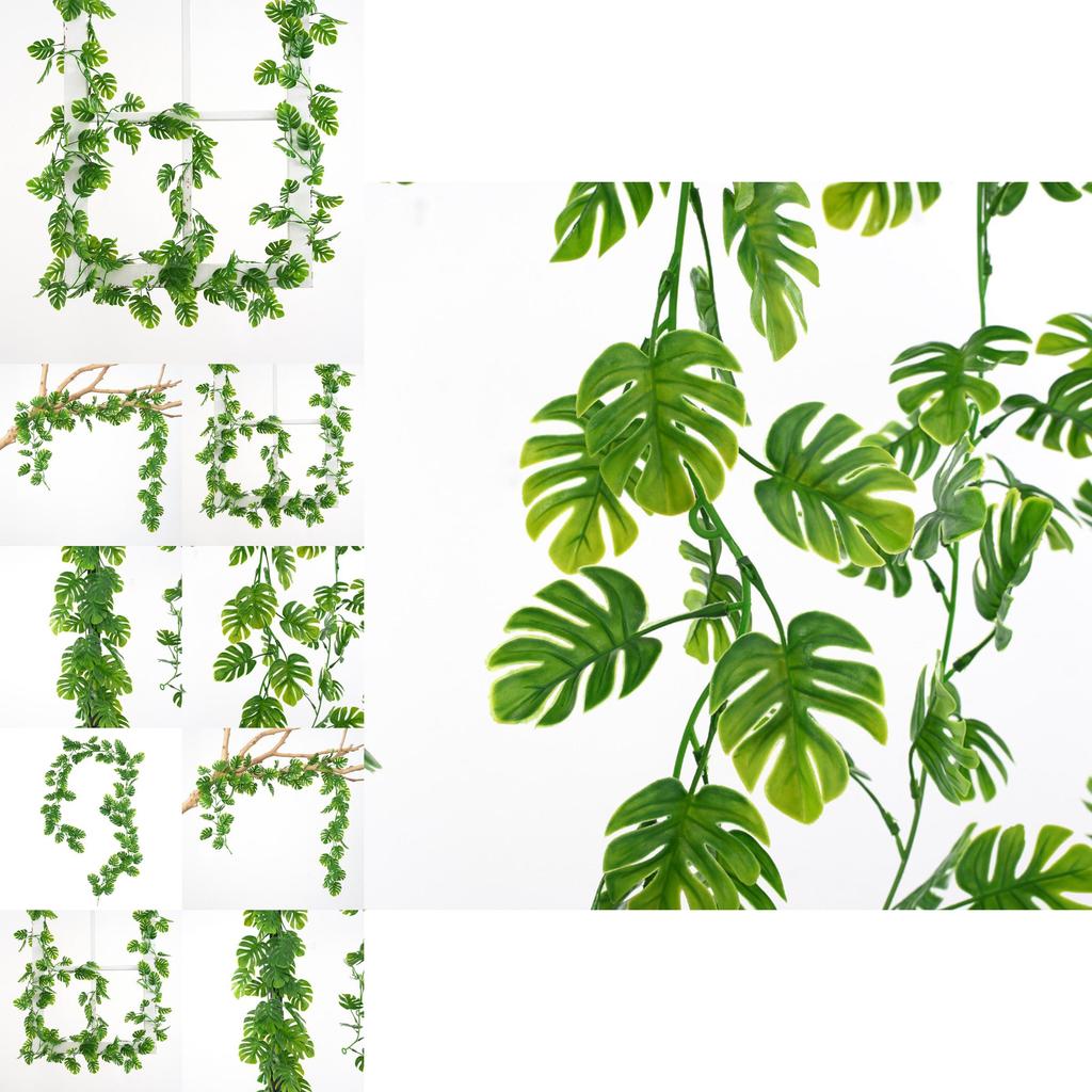 Faux Plant Monstera Deliciosa Liebm Vines Wall Hanging With Silk Flowers For Wedding And Restaurant Interior Decor