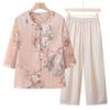 LANGSHA Women's Chinese Style Summer Shirt Set
