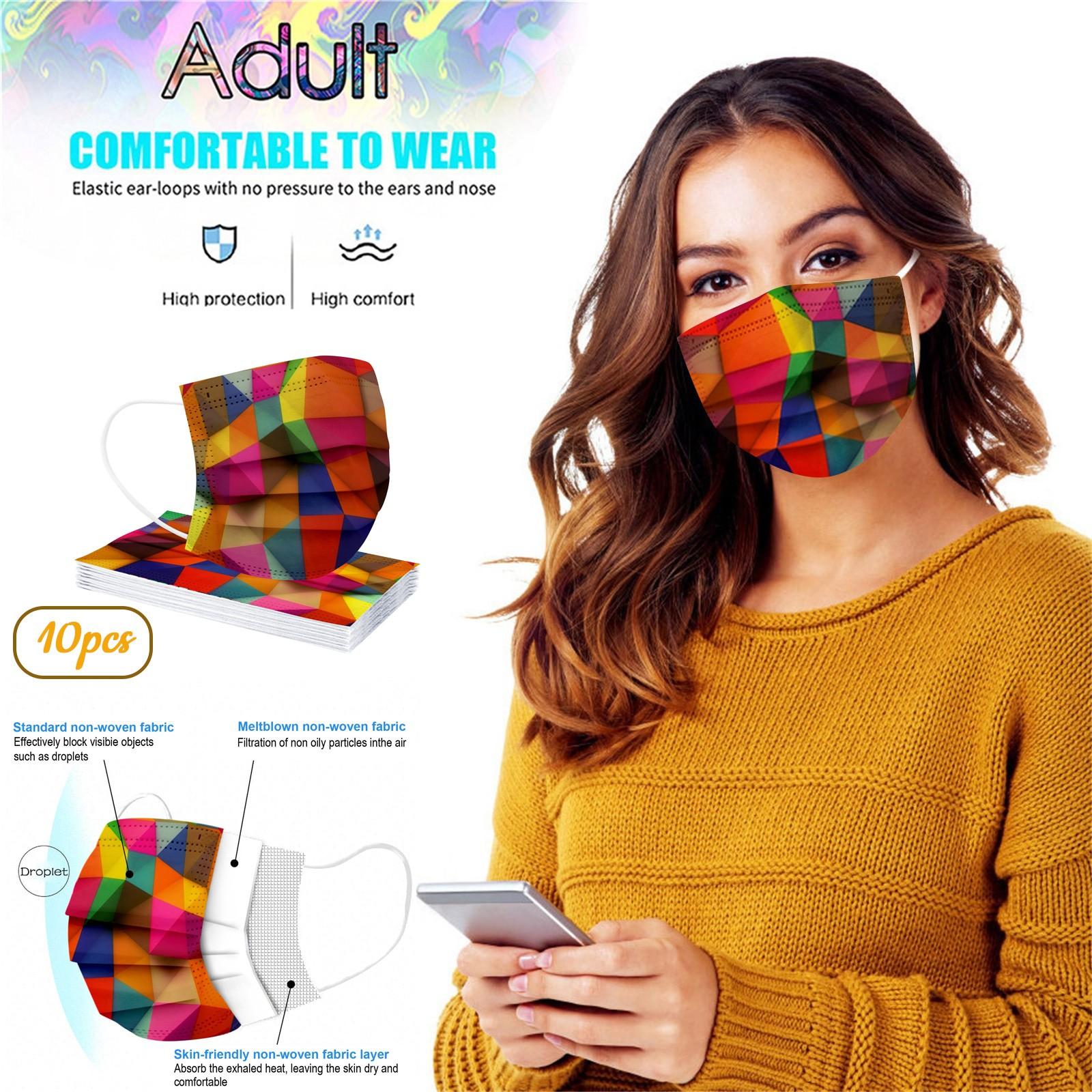 

Disposable 3 Ply Safety Face Masks, Dust-Mask With Stretchable Earloops