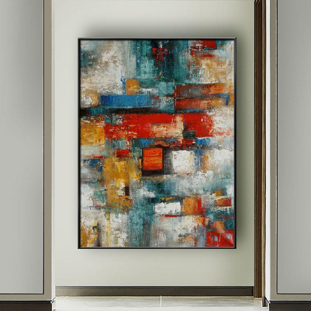Large Handmade Textured Oil Painting On Canvas Modern Abstract POP Geometry Wall Art Picture For Living Room Bedroom Room Decor