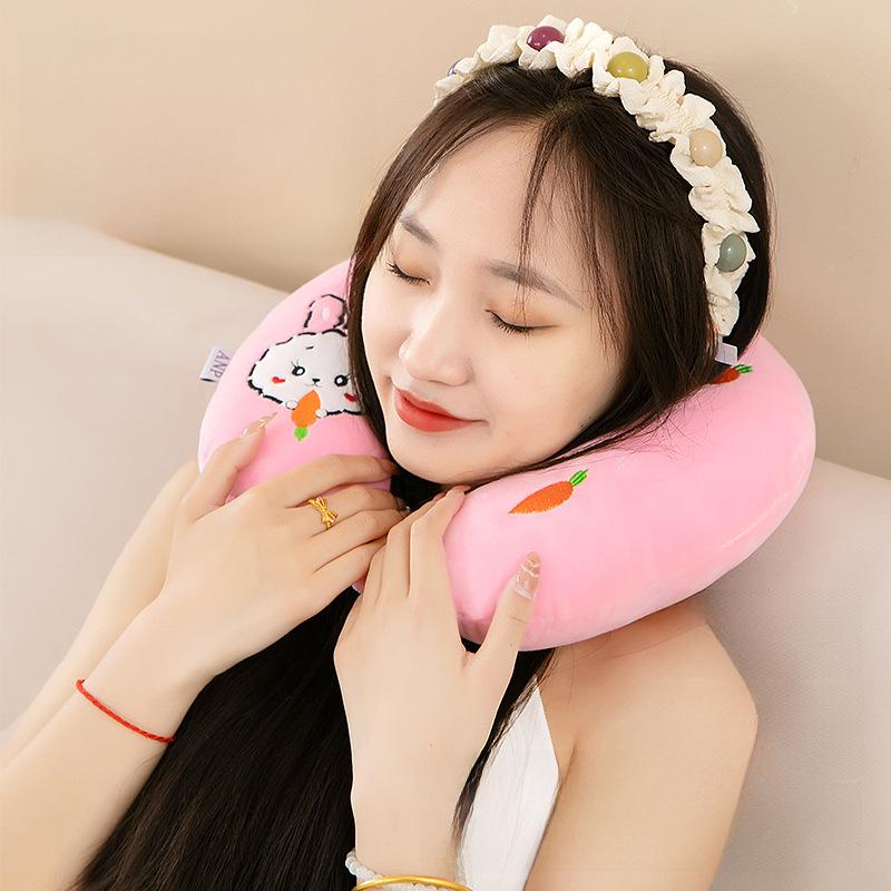 Cartoon U-Shaped Neck Pillow for Office, School, Travel, and Driving - Portable with Printed Logo