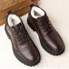 Winter Snow Boots – Leather High-Top Thickened Lined Mid-Top Warm Men's Shoes, Cotton Boots with Height-Increasing Design