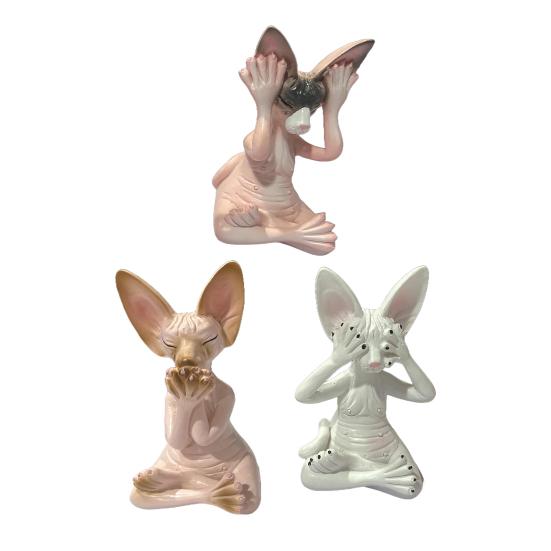 

Медитирующая фигурка кошки, смоляной Будда, лысый кот, украшения, сидящий в медитации 1 Set