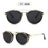 Kdeam Steam Punk Clip on Sunglasses for Men  Brand Designer Round Sun Glasses Women Baroque Carved  Metal Legs  with Box