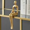 Resin Human Body Art Ornament Abstract Design Thinking Reading Man Figure Statue Golden Finish Desktop Ornament Office Supplies