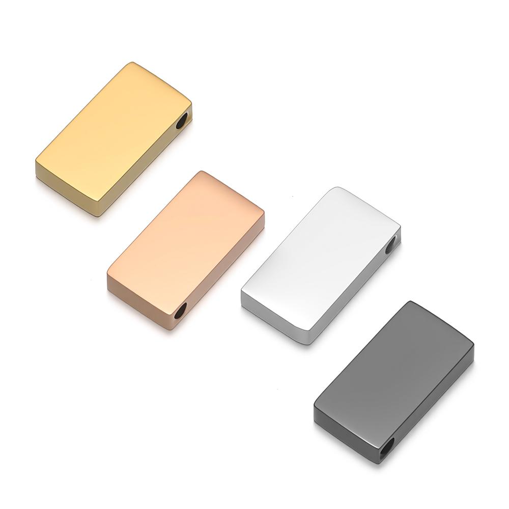 5pcs Stainless Steel Mirror Finishing Flat Block Charms for DIY Jewelry Making Necklace Pendant Bracelet Beads Earrings Supplies