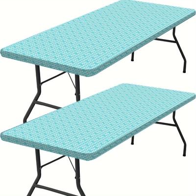 Wasbaar 4/6/8ft Buiten Tafelkleed met Elastische Randen - Perfect voor Kamperen, Picknicks en Tuinfeesten - Duurzaam Polyester