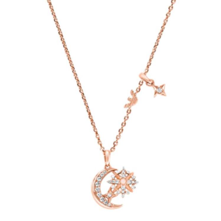 Emporio Armani Star And Moon Series Paved Zirconia Fashion Light Luxury Necklace Women necklace Gold EG3633221 Basic Packaging-Box