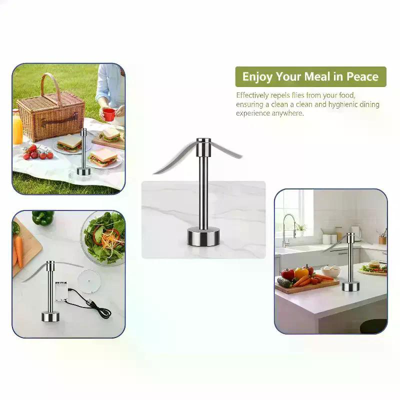 Portable Stainless Steel Fly Repellent Fan Silent Battery Power Automatic Fly Trap Keep Flies Away Table Pest Fan Home Outdoor