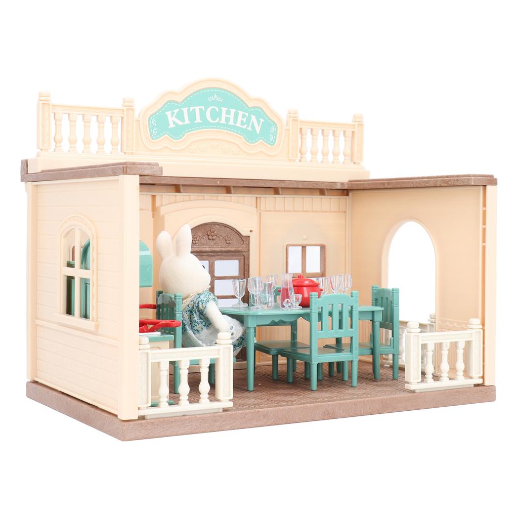 Dollhouse Kitchen Toys Simulated Plastic Educational with Tableware Furniture Miniature Kitchen for