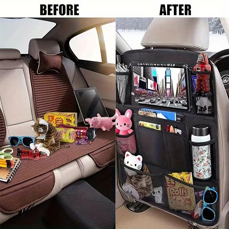 Car Seat Storage Organizer Multifunctional Oxford Fabric Car Back Multi Pocket Storage Bag With Touch Screen Tablet Holder