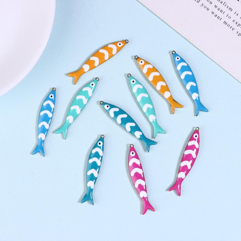 10 Pezzi 40X8mm Acciaio Inossidabile Smalto Pesce Ciondoli Pendente Fai da Te Gioielli Realizzazione Accessori Per Collana Orecchini Braccialetti