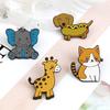 Cute Animal Forest Garden Enamel Pin Cat Dog Bear Giraffi Bunny Brooches Cartoon Bag Lapel Pins Badge Jewelry Kids Friends Gifts
