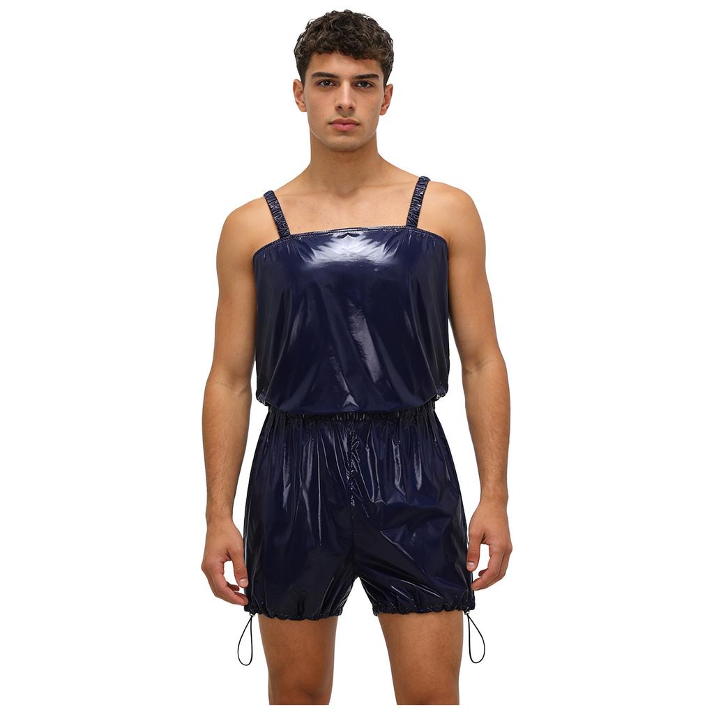 Body Adaptable de una Pieza para Hombre Cubierta de Pañal Impermeable Piernas con Cordón Correas Elásticas Cintura Monos