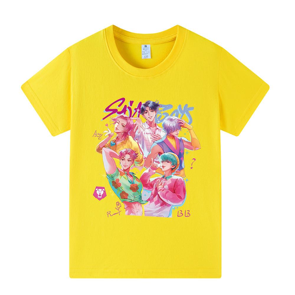 A1207 Kids Boys Girls Sajaboys Kpop Rumi Zoey Mira Print Short Sleeves T-shirt