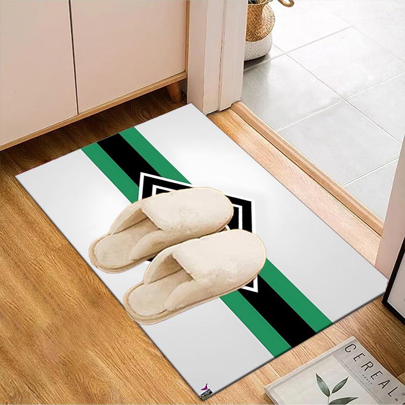 Green Black Borussia Rug for Living Room, Game Rooms, Office, Bedroom, Office Floor Mat Playful Design, fan gifts Christmas decor