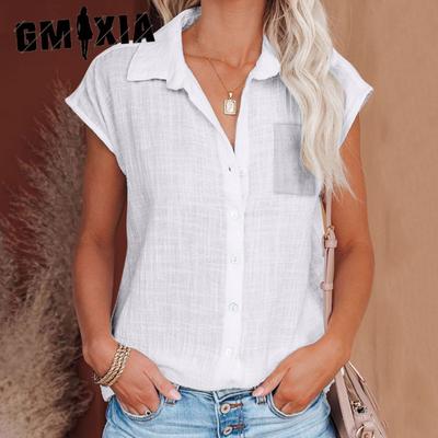 Kadın Modası Günlük Yaz Düz Renk Baskı Kısa Kollu POLO Yaka Bluzlar ve Gömlekler