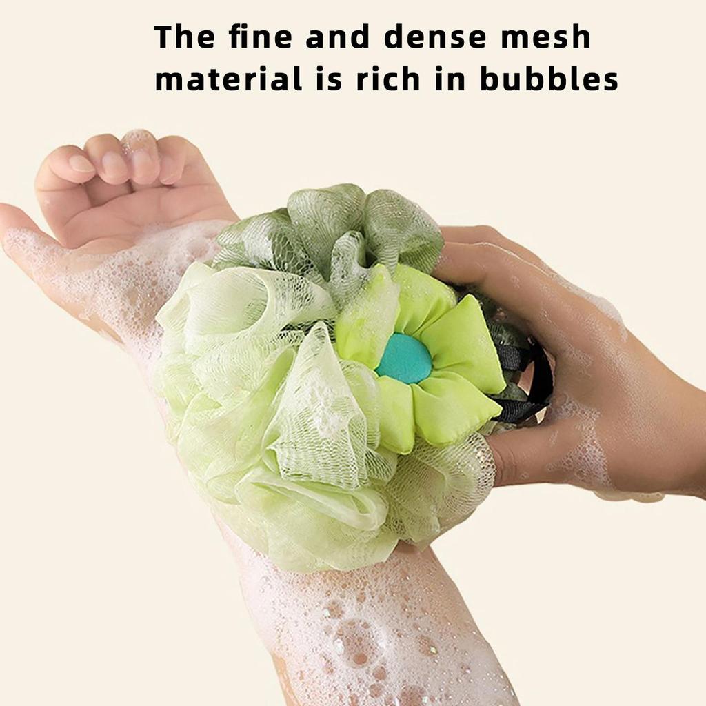 Non-Shedding Flower Bathing Ball Body Massage Rich Bubble Bath Towel Scrubber Ultra-Gentle Shower Sponge for Sensitive Skin