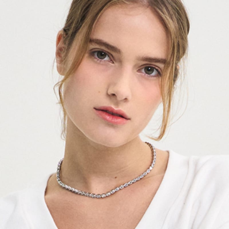 SORRY TOO MUCH LOVE Shine Round Jewel Necklace_Silver