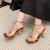 High Heels Summer New Hollow Mesh Flash Diamond Comfortable Not Tired Foot Temperament High Heel Sandals