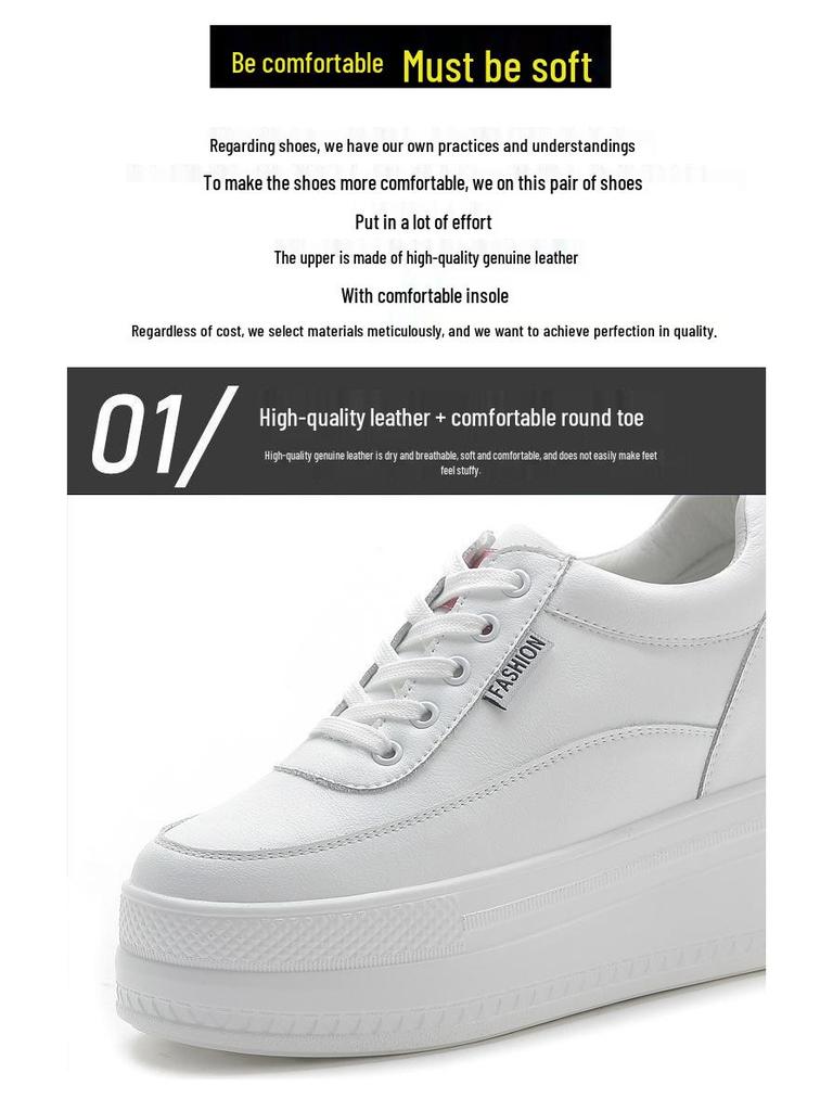 Trendige Plateau-Sneaker für Damen 2025: Atmungsaktives Mesh, Höhensteigerung, Lässiges Weiß.