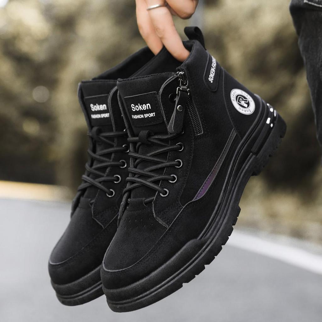2025 Autumn/Winter Men's High-Top Leather Martin Boots - New Fashion Workwear Shoes