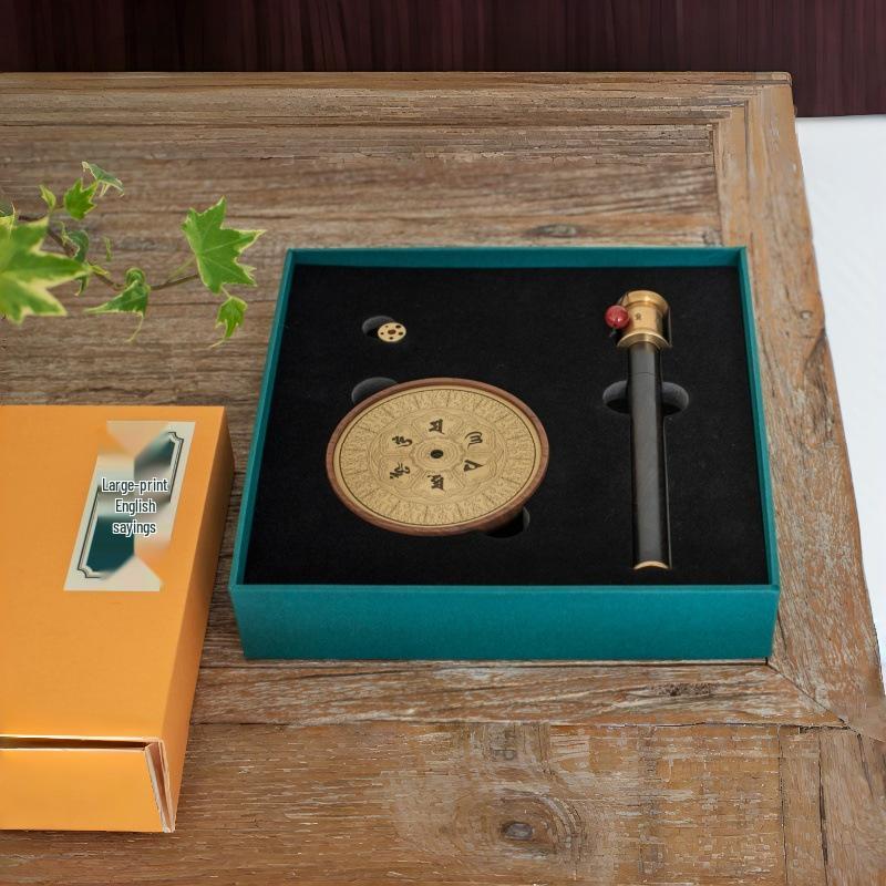 Elegant Brass & Purple Sandalwood Incense Holder Set with Sticks - Indoor Aromatherapy & Home Decor Souvenir