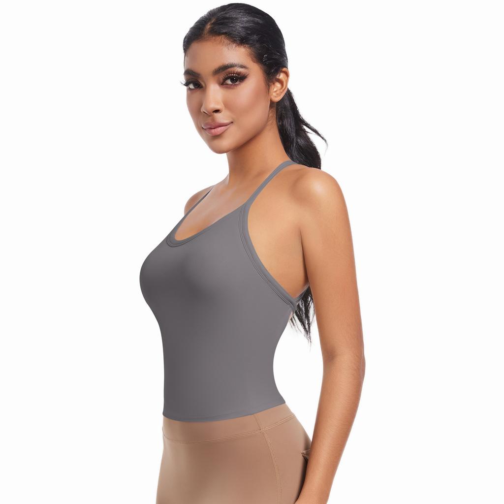 New Double-sided Nylon Solid Color Back Cross Sports Bra, Running Fitness Yoga Suit, Vest Top For Women