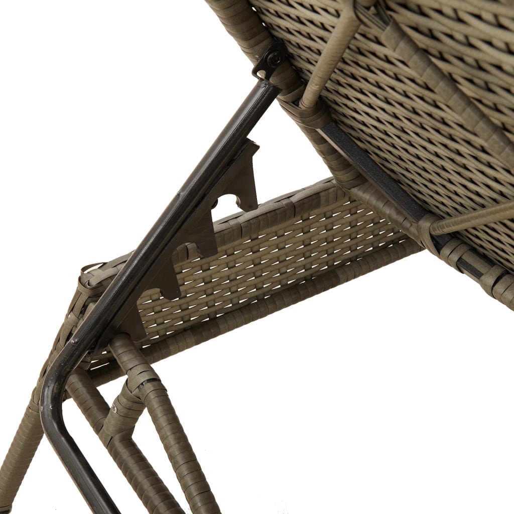 2 Piece Sun Lounger Set with Table Grey Poly Rattan