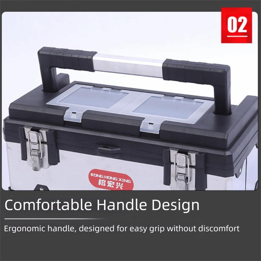 Mâner Cutie de scule din oțel inoxidabil Capacitate mare Cutie de depozitare la bord Geantă de transport pentru scule Cameră de reparații