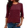 Women's Fashion Loose-Fit Brushed Pique Short-Sleeve Top With Round Neck