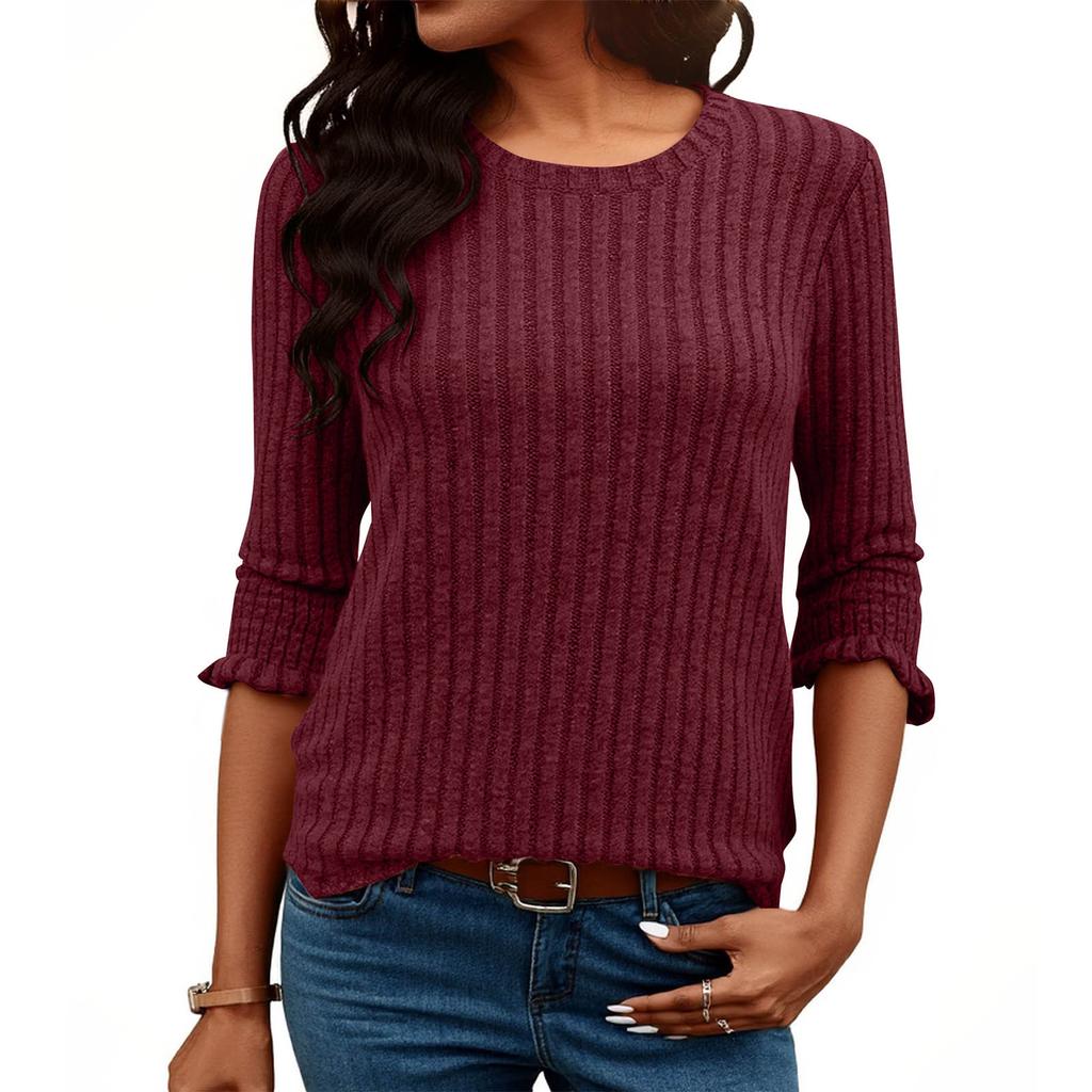 Women's Fashion Loose-Fit Brushed Pique Short-Sleeve Top With Round Neck