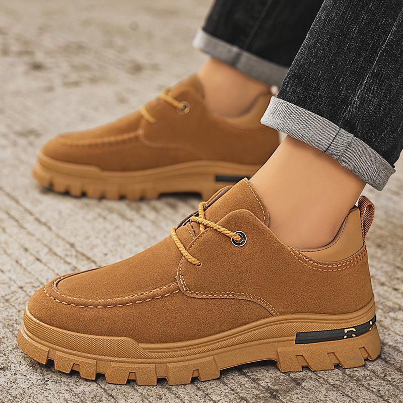 New Outdoor Mountaineering Men's Shoes for Spring 2019, Sports Fashion Casual Shoes Thick Sole Low Top British Work Shoes