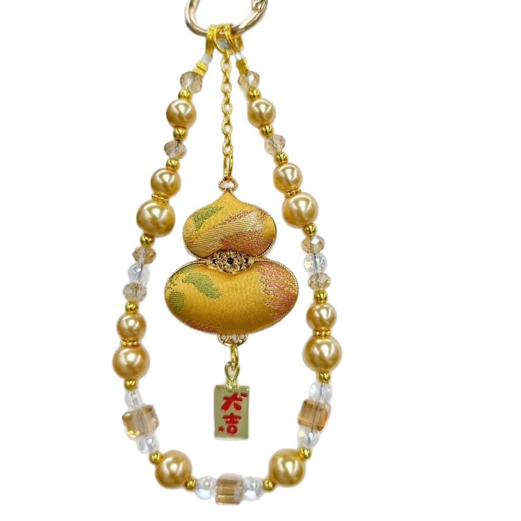 Traditional Style Phone Lanyard With Crystal Lucky Cat Charm For Gift And Decoration