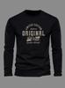 Maglietta a maniche lunghe da uomo, girocollo, larga e alla moda, con stampa di lettere, per autunno e inverno, casual, versatile