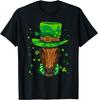 Horse Leprechaun St Patricks Day Shamrock Print Graphic Tee Casual Crew Neck T-Shirt
