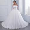 Wedding Dress Europe and America   New High Waist White Medium Sleeve Princess Skinny Shoulder Slim Lace Long Sleeve Main Wedding Dress