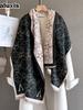 Autumn Winter New Floral Letter Knit Scarf for Women, Versatile Warm Shawl