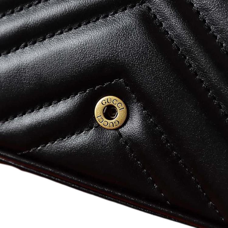 Gucci GG Marmont Gold Vintage Double G Logo Card Holder Leather Two In One Shoulder Crossbody Mini Bag Women Bags 751526-AACCE-1061