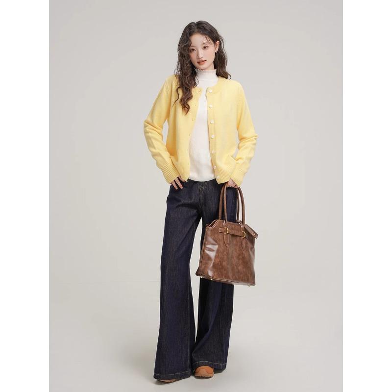 Soft waxy age-reducing single-breasted knitted cardigan jacket for women's spring and autumn stacked outer long-sleeved sweater bottoming top