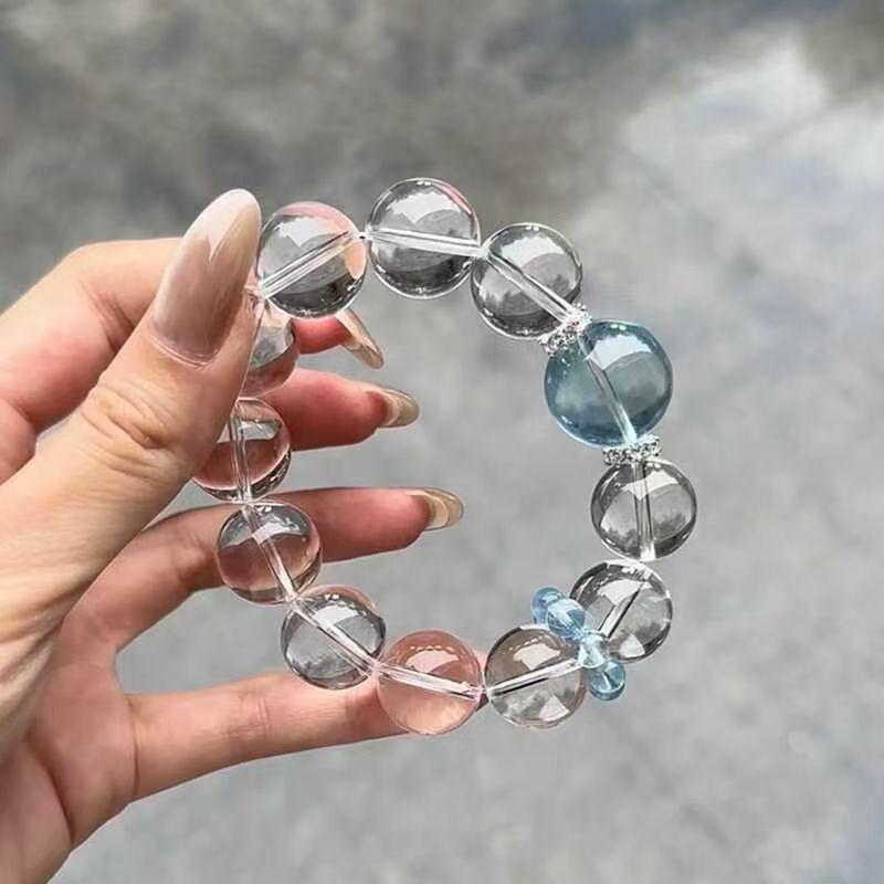 Zestaw Pierścionek do Biegania z Kryształem Akwamarynu i Ręcznie Tkana Bransoletka