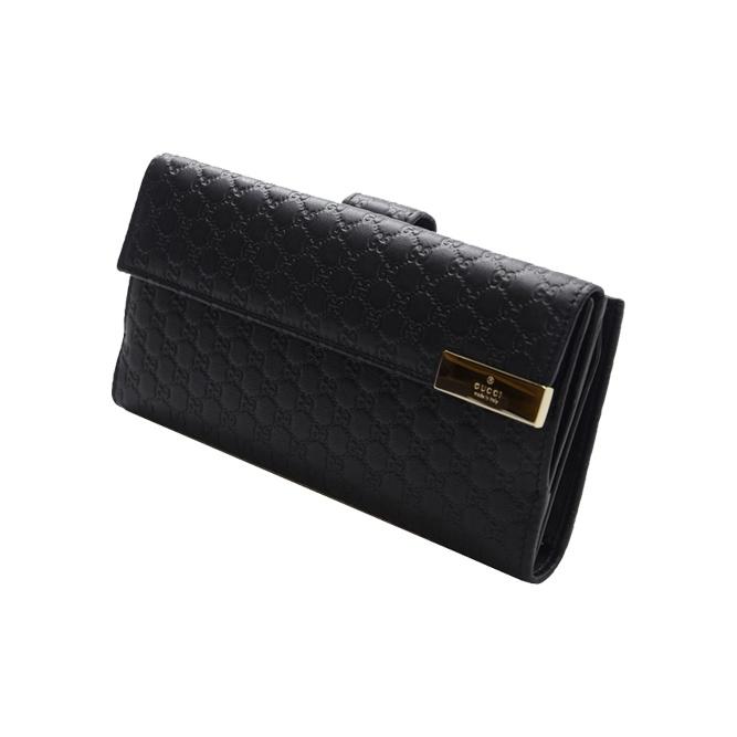 Gucci GG Embossed Leather Long Bifold Wallet In Black For Unisex Daily Use