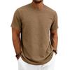 Men's Crew Neck Short Sleeve Knit T Shirt Textured Jacquard Casual Top.