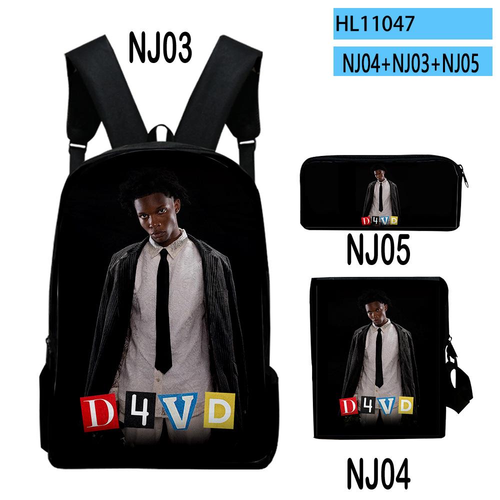 Classic Popular Young Singer D4vd 3D Print 3pcs/Set pupil School Bags Laptop Daypack Backpack Inclined shoulder bag Pencil Case