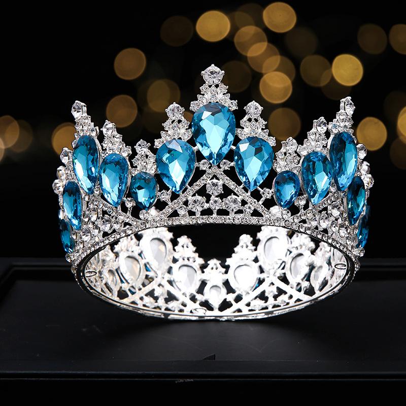 

Барокко Полная круглая высокая корона металлическая покрытая корона принцессы свадебное платье корона Международный вокзал